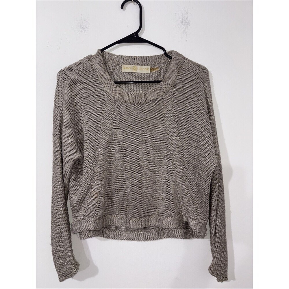 Ramy Brook Briar Cropped Sweater Metalic Thread Pullover Rayon/Lurex Small